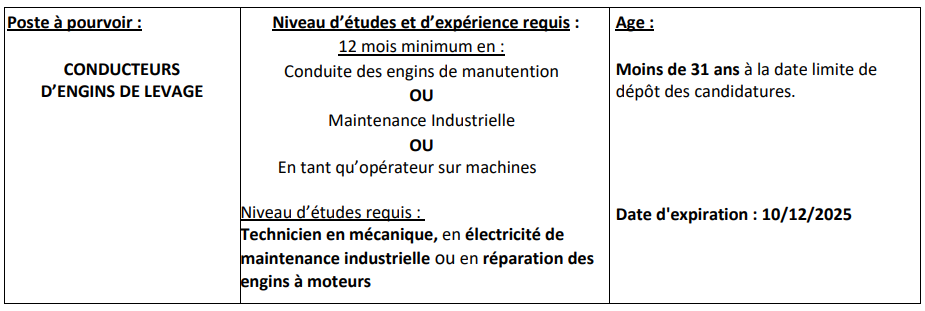 Marsa maroc : اعلان توظيف 8 سائق آليات رافعة Conducteur engins de levage 2 image 10
