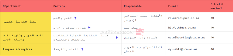 الماسترات المفتوحة بكلية اللغة العربية مراكش FLAM