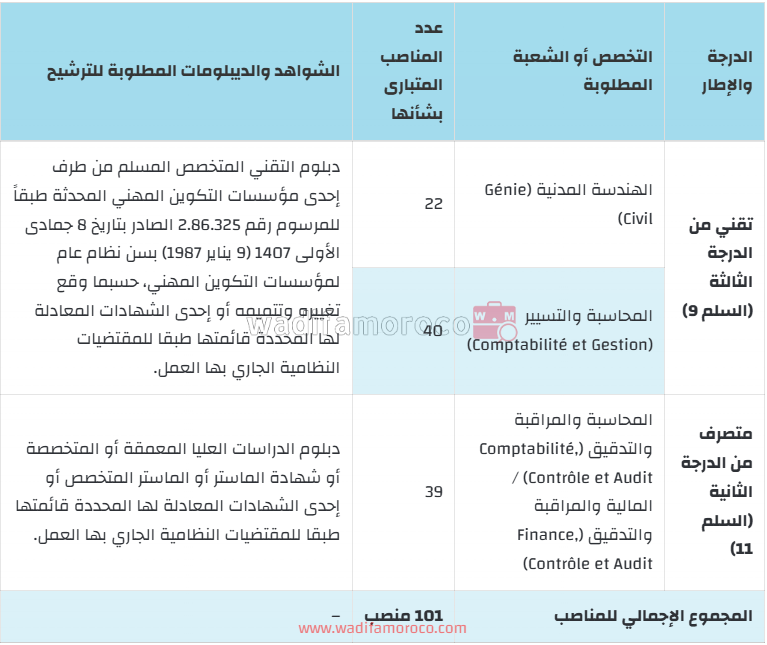 مباريات توظيف 62 تقنياً و39 متصرفاً منصب بوزارة الأوقاف والشؤون الإسلامية 2 جدول تخصصات ومناصب مباراة توظيف وزارة الأوقاف والشؤون الإسلامية
