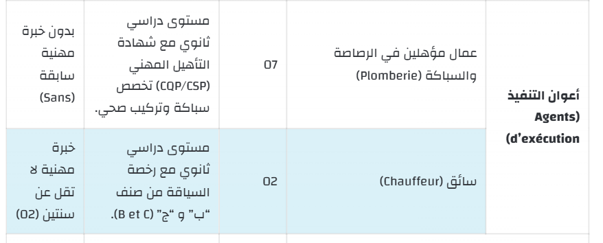 جدول تخصصات ومناصب مباراة أعوان التنفيذ لشركة SRM-DO